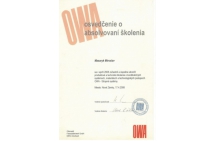 OWA - certifikát na montáž 